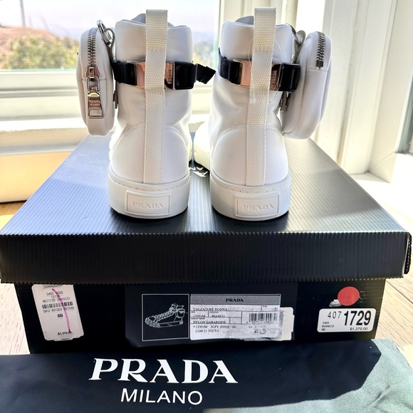 Authentic Brand new Re-nylon Prada boots blanco gabardine Calzature Donna $1,370 - Picture 7 of 10
